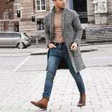 Korean Men Wool Blends Coats Overcoat Male Winter