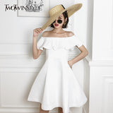 TWOTWINSTYLE Elegant Patchwork Ruffles Women Dress